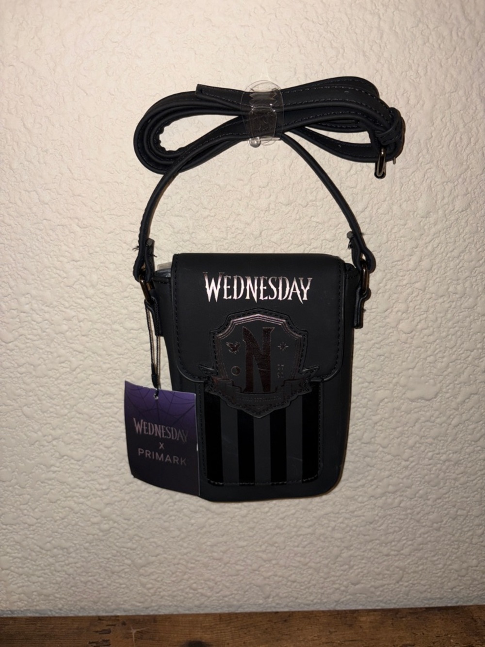 Wednesday x Primark Nevermore Mini Crossbody Bag Black Goth Addams NWT